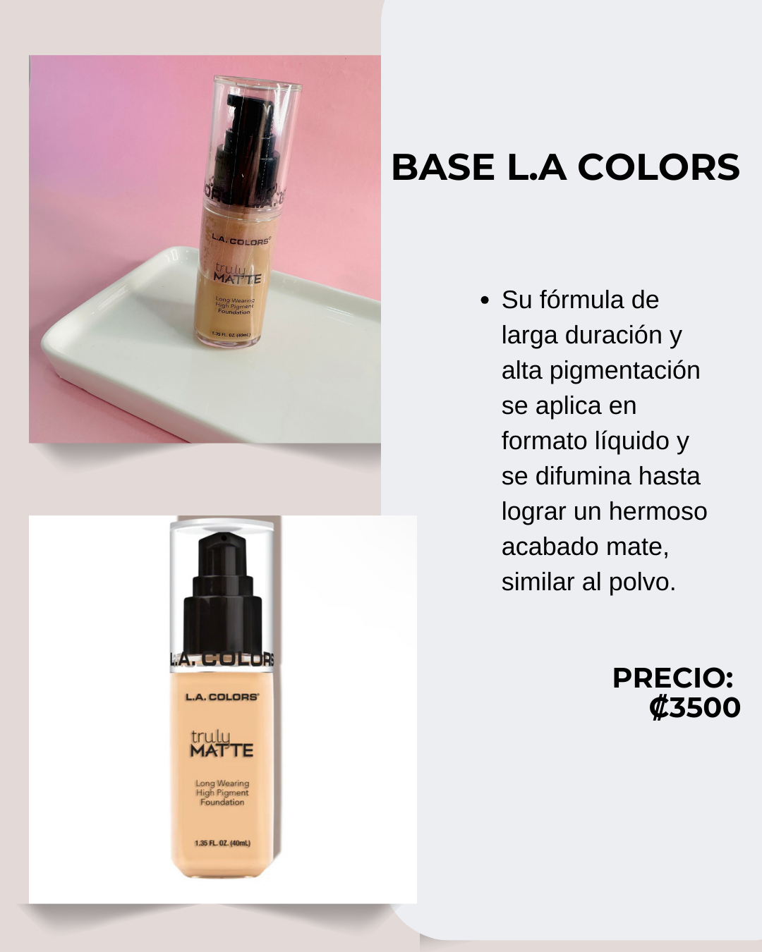 Base de maquillaje disponible en 3 tonos