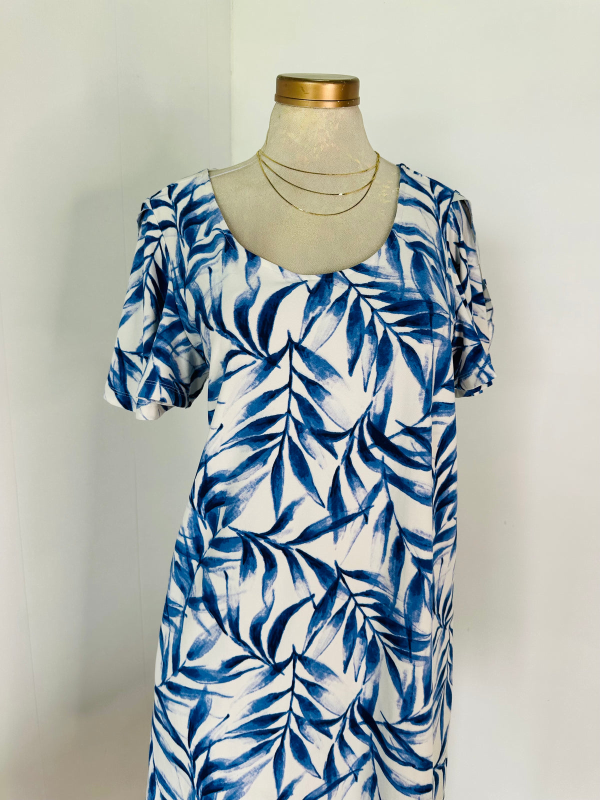Vestido hojas azul