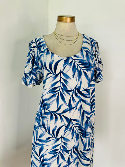 Vestido hojas azul