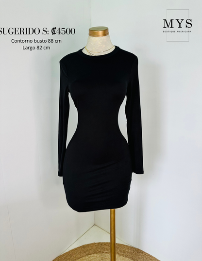 Vestido negro manga larga