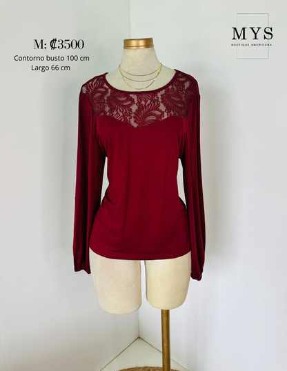 Blusa vino encaje