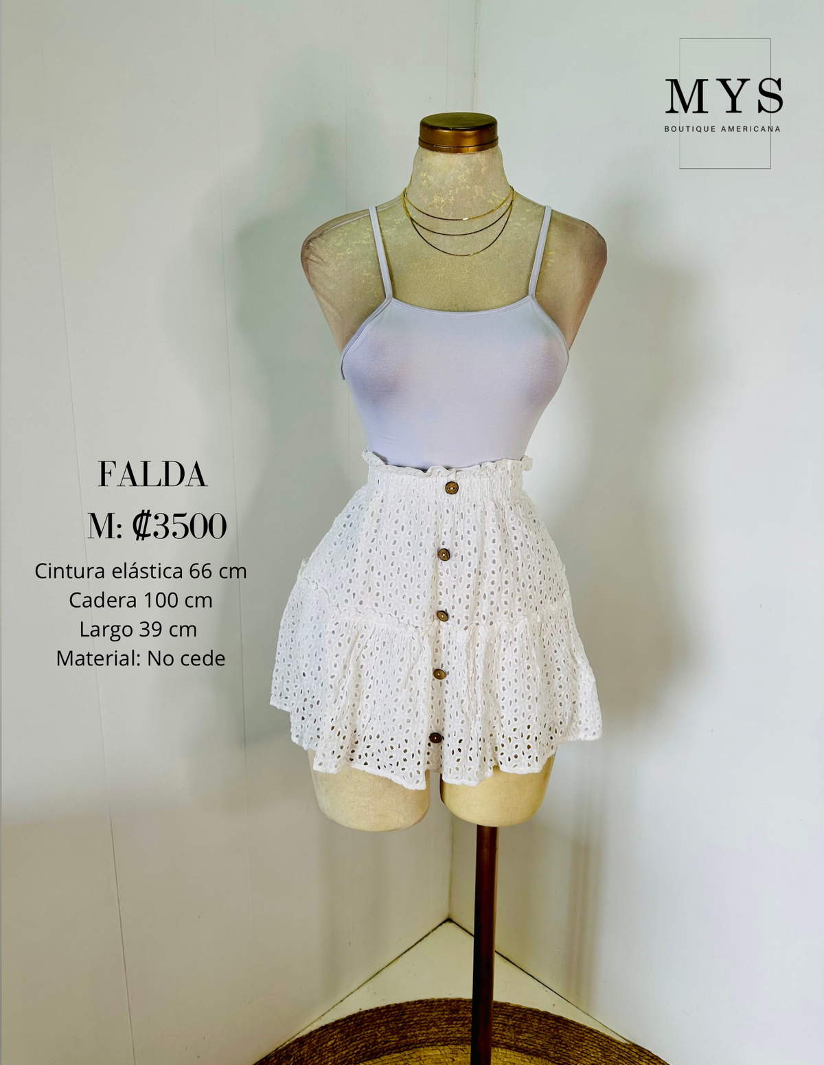 Falda blanca botones