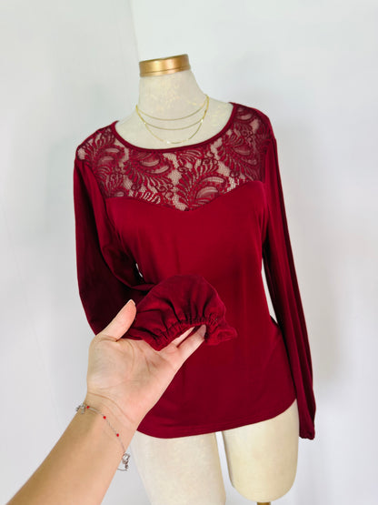 Blusa vino encaje