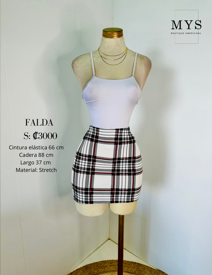 Falda cuadros blanca