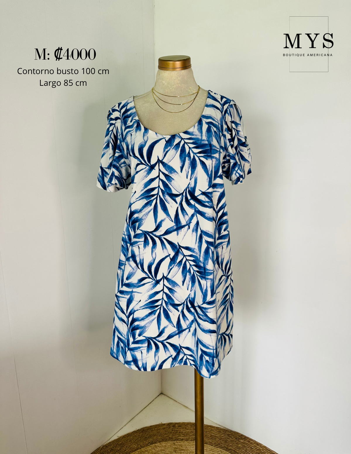 Vestido hojas azul