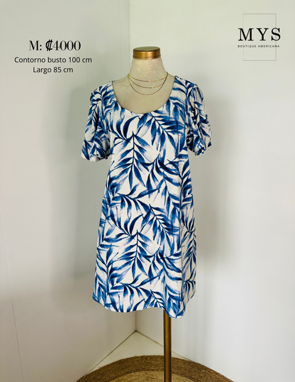Vestido hojas azul