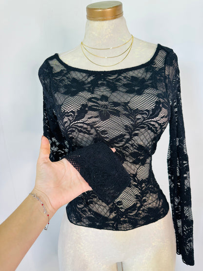 Blusa encaje negro